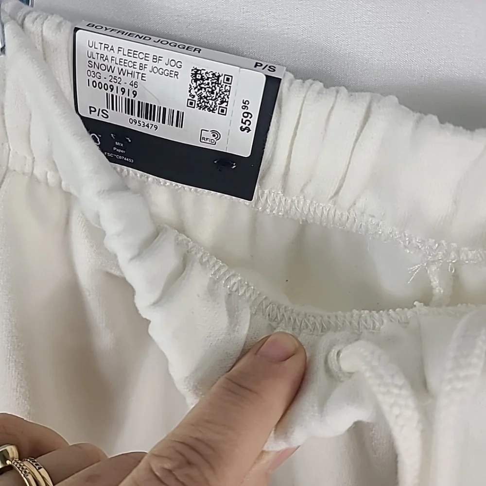 NEW Garage Women's UltraFleece Boyfriend Jogger Snow White Sweatpants Sz S $60 - Picture 3 of 7